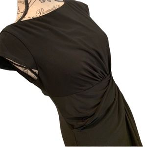 JONES WEAR DRESS BLACK MIDI dress with ruching, stretchy shor sleeve